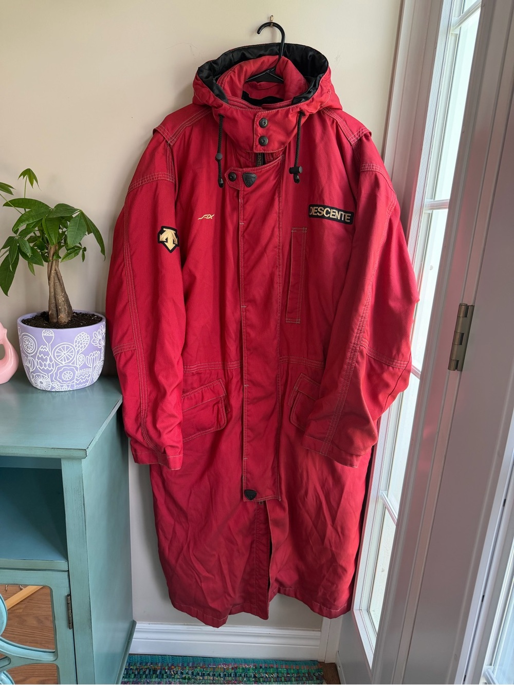 Descente Vintage Long Red Parka Coat